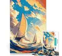 Sailing at Sunset Jigsaw Puzzles 1000 Pieces for Adults Memory Gain Anxiety Relief Design Assembly Artistic Gift (38x26cm)