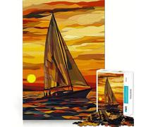 Sailing at Sunset Jigsaw Puzzles 1000 Pieces for Teenagers Logic Train Toy Leisure Fun Smooth Cut (38x52cm)