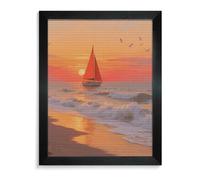 Sailing at The Seaside Diamond Painting Kits for Adults 5D DIY Drill Diamond Art Kits Arts And Crafts for Beginners Sparkling Home Wall Decor Painting for Living Room Bedroom Blackwood 40*50cm
