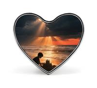 Sailing at The Seaside Lapel Pin Fashion Brooch Pin Cute Button Badges Heart Shape Button Pins Enamel Pins Metal Pinback for Hat Shirt Clothing Bags Decoration, Sea Sunset, Love form