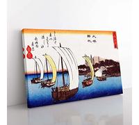 Sailing Back To Yabase By Utagawa Hiroshige Asian Japanese Canvas Wall Art Print Ready to Hang, Framed Picture for Living Room Bedroom Home Office Décor, 76x50 cm (30x20 Inch)