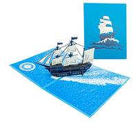 Sailing Boat 3D Pop Up Greeting Card with Envelope Handmade 3D Ship Greeting Card Birthday Card Creative Creeting Card for Children, Adults, Friends, Family, Colleagues