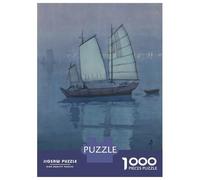 Sailing Boat at Night Jigsaw Puzzle 1000 Pieces, Romantic City Break Scene, Premium Paper Puzzle, Decorative Artwork for Travel Lovers, Birthday Gift, 38x26cm/1000pcs
