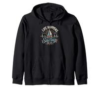 Sailing Boat Gift Men's Heartbeat ECG Heart Line Sailor Zip Hoodie