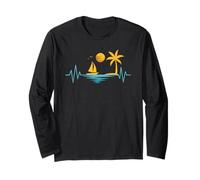 Sailing Boat Men's Heartbeat Sailor Beach Summer Vacation Long Sleeve T-Shirt
