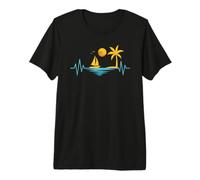 Sailing Boat Men's Heartbeat Sailor Beach Summer Vacation Premium T-Shirt