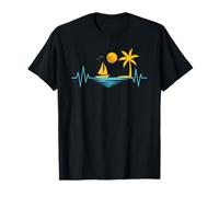 Sailing Boat Men's Heartbeat Sailor Beach Summer Vacation T-Shirt