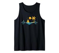 Sailing Boat Men's Heartbeat Sailor Beach Summer Vacation Tank Top