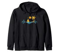 Sailing boat men's heartbeat sailor beach summer vacation Zip Hoodie