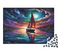 Sailing Boat Night Scenery 1000 Piece Jigsaw Puzzle for Adults Paper Reflections Puzzle Game for Family Relaxation Gift 52x38cm/1000pcs
