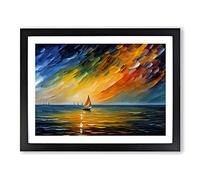 Sailing Boat On The Ocean Vol.3 Abstract Framed Print | A3 Black Framed Wall Art | Ready to Hang | Abstract Vehicle Picture | Living Room Bedroom Lounge Office