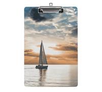 Sailing Boat on The Sea Clipboard Retractable Hanging Tab Clip Board Plastic Clipboard Nursing Clipboards Nurse, Doctor, Cute Design for Standard Size 12.5 X 8.5Inch
