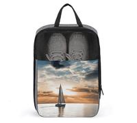 Sailing Boat on The Sea Shoe Bag Travel Shoe Organizer Water-Resistant Shoe Pouch with Zipper Sneaker Dust Bag, gray, One Size, Modern