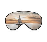 Sailing Boat on The Sea Sleep Mask Light Block-Out Eye Mask for Side Sleeper Pressure-Free Soft Night Blindfold with Adjustable Strap Breathable Sleep Eye Cover for Travel