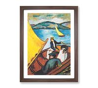 Sailing Boat On The Tegernsee By August Macke Classic Painting Framed Wall Art Print, Ready to Hang Picture for Living Room Bedroom Home Office Décor, Walnut A4 (34 x 25 cm)