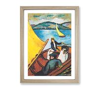 Sailing Boat On The Tegernsee By August Macke Classic Painting Framed Wall Art Print, Ready to Hang Picture for Living Room Bedroom Home Office Décor, Oak A4 (34 x 25 cm)