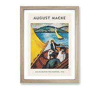Sailing Boat On The Tegernsee By August Macke Exhibition Museum Painting Framed Wall Art Print, Ready to Hang Picture for Living Room Bedroom Home Office Décor, Oak A4 (34 x 25 cm)