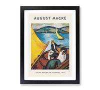 Sailing Boat On The Tegernsee By August Macke Exhibition Museum Painting Framed Wall Art Print, Ready to Hang Picture for Living Room Bedroom Home Office Décor, Black A4 (34 x 25 cm)