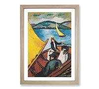Sailing Boat On The Tegernsee by August Macke Framed Print | A2 Oak Framed Wall Art | Ready to Hang | Modern Vehicle Picture | Living Room Bedroom Lounge Office