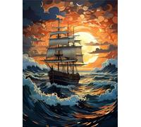Sailing Boat,Sea 5D Diamond Painting,Diamond Art Kits Adults Large 10x15cm,DIY Crystal Creations Embroidery Cross Stitch with Crystal Art Kits for Kids,Gem Crystal Art Kits for Adults Wall Decor B4427