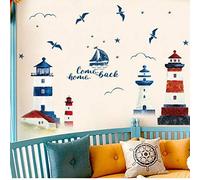 Sailing Boat Seagull Lighthouse Birds Wall Sticker Vinyl DIY Mural Art for Living Room Decoration