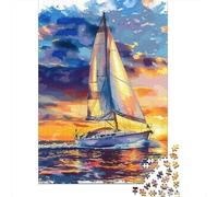 Sailing Boat Sunset Sea View 1000 Piece Jigsaw Puzzle Jigsaw Puzzle for Adults Paper Puzzle Relaxation Focus Home Decor Gift 52x38cm/1000pcs