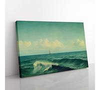 Sailing Boat View Canvas Wall Art Print Ready to Hang, Framed Picture for Living Room Bedroom Home Office Décor, 76x50 cm (30x20 Inch)