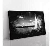 Sailing Boat Vol.3 Paint Splash Modern Art Canvas Wall Art Print Ready to Hang, Framed Picture for Living Room Bedroom Home Office Décor, 60x40 cm (24x16 Inch)