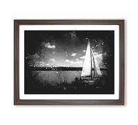 Sailing Boat Vol.3 Paint Splash Modern Art Framed Wall Art Print, Ready to Hang Picture for Living Room Bedroom Home Office Décor, Walnut A4 (34 x 25 cm)