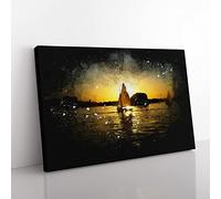 Sailing Boat Vol.4 Paint Splash Modern Art Canvas Wall Art Print Ready to Hang, Framed Picture for Living Room Bedroom Home Office Décor, 76x50 cm (30x20 Inch)