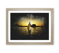 Sailing Boat Vol.4 Paint Splash Modern Art Framed Wall Art Print, Ready to Hang Picture for Living Room Bedroom Home Office Décor, Oak A2 (64 x 46 cm)