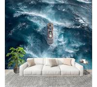 Sailing Cruise Waves Mural Wallpaper for Living Room TV Backdrop Office Hotel Wall Decoration Poster Hd Shock Wall Panoramic Mural Non-Woven Photo Wallpaper 400x280cm