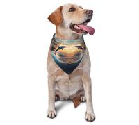 Sailing Dancing Dolphin Print Dog Bandana Scarf Adjustable Triangle Pet Bib Cat Kerchief Washable Puppy Neckerchief for Birthday Holiday Party