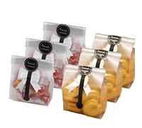 SAILING-GO 100 pcs./Pack Translucent Plastic Bags for Cookie,Cake,Chocolate,Candy,Snack Wrapping Good for Bakery Party with Stickers