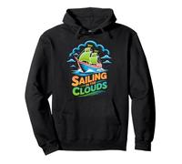 Sailing in the Clouds Colorful Ship Design Pullover Hoodie