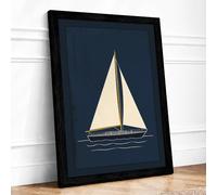 Sailing into Calm Coastal Framed Wall Art Print A3 (42×29.7cm) Black, Wall Decor for Living Room, Bedroom, Office & Home, Ready to Hang, Art Gift
