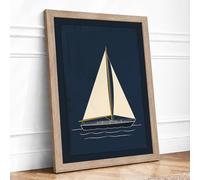 Sailing into Calm Coastal Framed Wall Art Print A4 (29.7×21cm) Oak, Wall Decor for Living Room, Bedroom, Office & Home, Ready to Hang, Art Gift