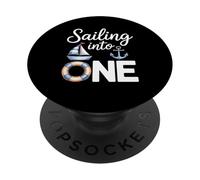 Sailing Into One Birthday Cute Nautical First 1st Birthday PopSockets Adhesive PopGrip