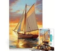 Sailing Into Sunset 1000 Piece Jigsaw Puzzle for Adults Memory Gain Gentle Leisure Design Assembly Art Collection Piece (50x75cm)