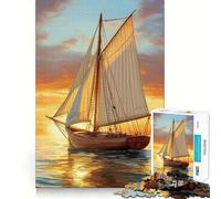 Sailing Into Sunset Jigsaw Puzzle 1000 Piece for Teenagers Logic Sense Toy Calm Pastime Smooth Edge Premium Gift (38x26cm)