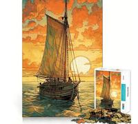 Sailing Into The Sunset Jigsaw Puzzle 1000 Piece for Teenagers Logic Sense Toy Calm Pastime Smooth Edge Premium Gift (38x26cm)