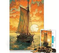 Sailing Into The Sunset Jigsaw Puzzles 1000 Pieces for Adults Memory Gain Anxiety Relief Design Assembly Artistic Gift (50x75cm)