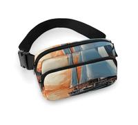 Sailing Landscape Fanny Pack for Women Men Waist Bag Belt Bag Adjustable Casual Bag for Travel Sports Hiking, white, 7.9x5.1inches