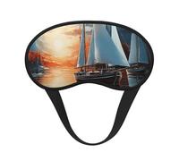 Sailing Landscape Sleep Mask for Side Sleeper, Blackout Sleep Eye Mask Comfortable Blindfold Eyeshade Soft Breathable Sleeping Mask with Elastic Strap Silk Eye Covers for Travel