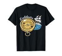 Sailing Latitudes Compass Ship Sketch Vintage Nautical Art T-Shirt