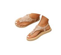 SAILING LEAVES Ladies Sandals Wedge Sandals for Women Pearl Sparkly Ankle Strappy Beach Sandal Clip Toe Ring Wedding Shoes for Bride Flat Comfortable Slip on Flip Flop Dressy Summer Bohemian Slippers
