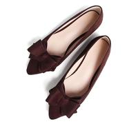 SAILING LU Bow-Knot Ballet Flats for Women Pointed Toe Crystals Wedding Shoes Comfort Light Weight Loafers, 241-brown, 5 UK