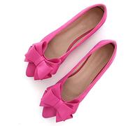 SAILING LU Bowknot Ballet Flats Womens Pointy Toe Casual Flat Shoes Suede Dress Shoes Wear to Work Slip On Moccasins, E-rose-8232, 5 UK