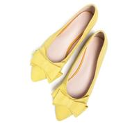 SAILING LU Womens Bowknot Ballet Flats Pointy Toe Suede