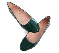 SAILING LU Women's Pointed Toe Ballet Flats Comfortable Solid Color Flat Shoes Casual for Women Work Slip-Ons Loafers, 247-patent Leather-green, 8 UK